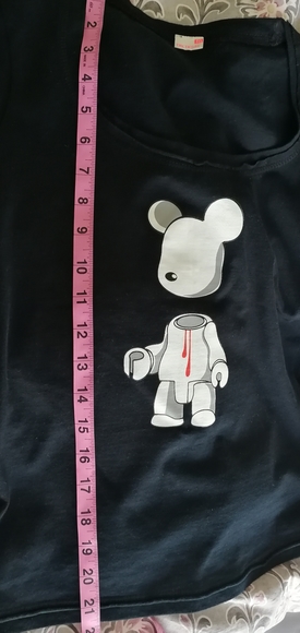 Black T-shirt with Printed Bloody Bear, Like New Condition - Picture 9 of 9